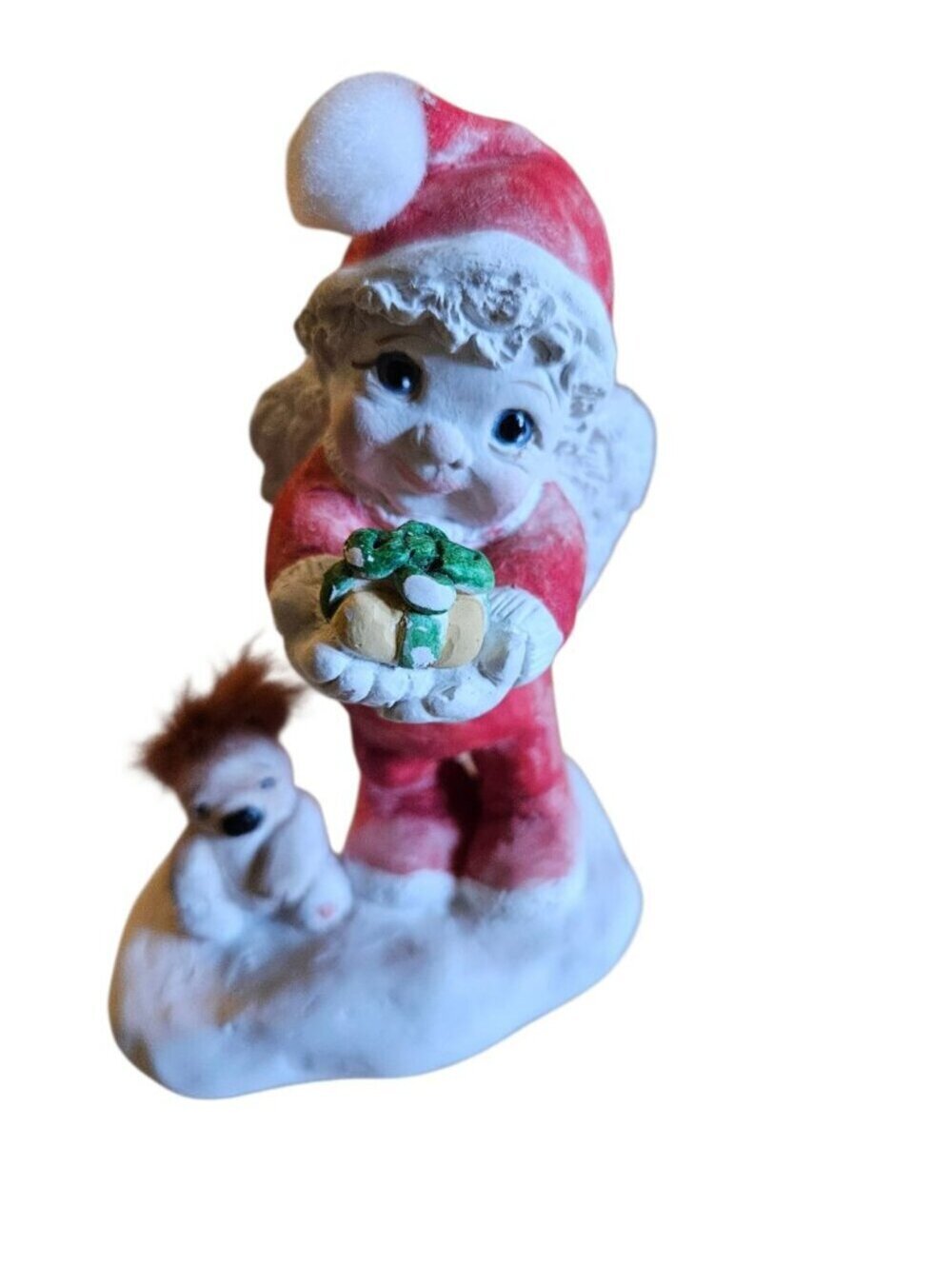 Signed Kristin 1992 Christmas Angel Figurine Teddy Bear Gift Cast Art Industries